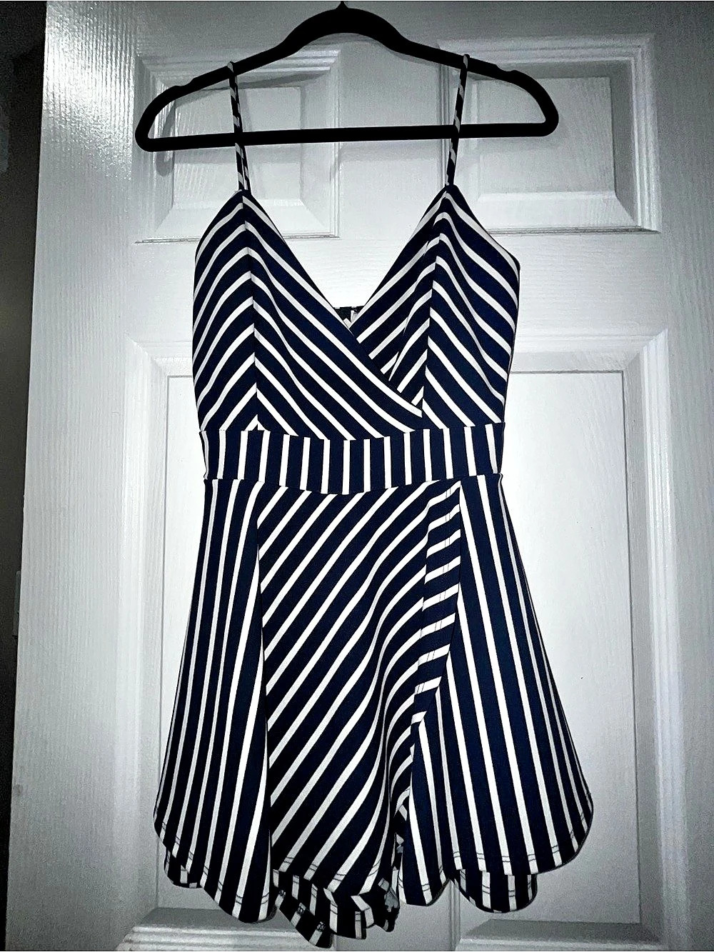 Striped Romper in Blue & White Like New